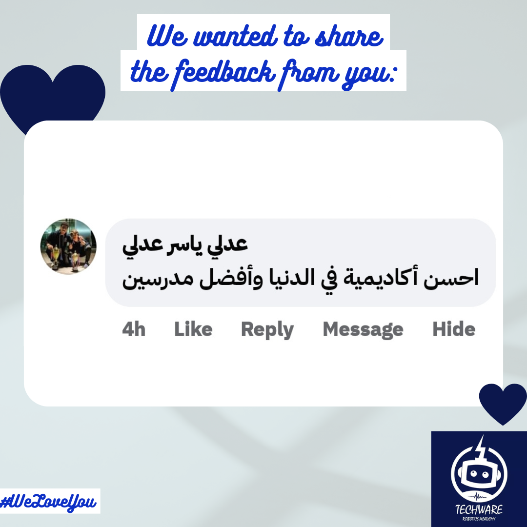 Reem Ghze
                الصراحة أروع أكاديمية ماشاء الله الناس الشغالة فيه ناس محترمة عندها ضمير وبتراعي ربنا ابني بحب المكان
                اوعي وبحب المس رحمة جدا ربنا يبارك لها يوقفها دوما ابني بقلي خديني عند المس اللطيفة
                ولما اعاقبه بقله مفيش الميس رحمة النهاردة يبدأ يعيط