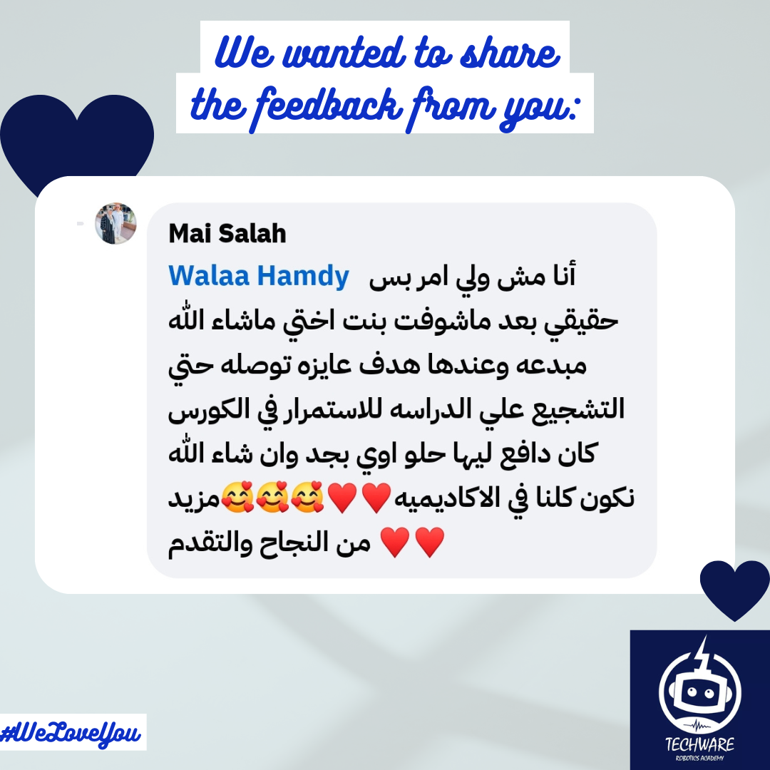                   Maha Fathelbab
                انتوا خلاص بقيتوا بيتنا التاني ♥️..
                فريق ممتاز علي قدر عالي من المهنيه و الاحتراف و الضمير العالي مع الاولاد و صبركوا عليهم عشان تطلعوا منهم
                احسن نتائج......
                جزاكم الله كل خير و مزيد من التقدم ...♥️